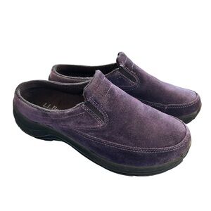 L.L. Bean Suede Comfort Shoe/Clog for Women Sz Sz 8 Dark Purple Fleece Lined